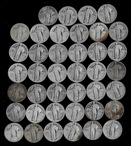 Standing Liberty Quarter Roll (NO DATE/DAMAGE) 90% Silver (40 Coins)  LOT D53