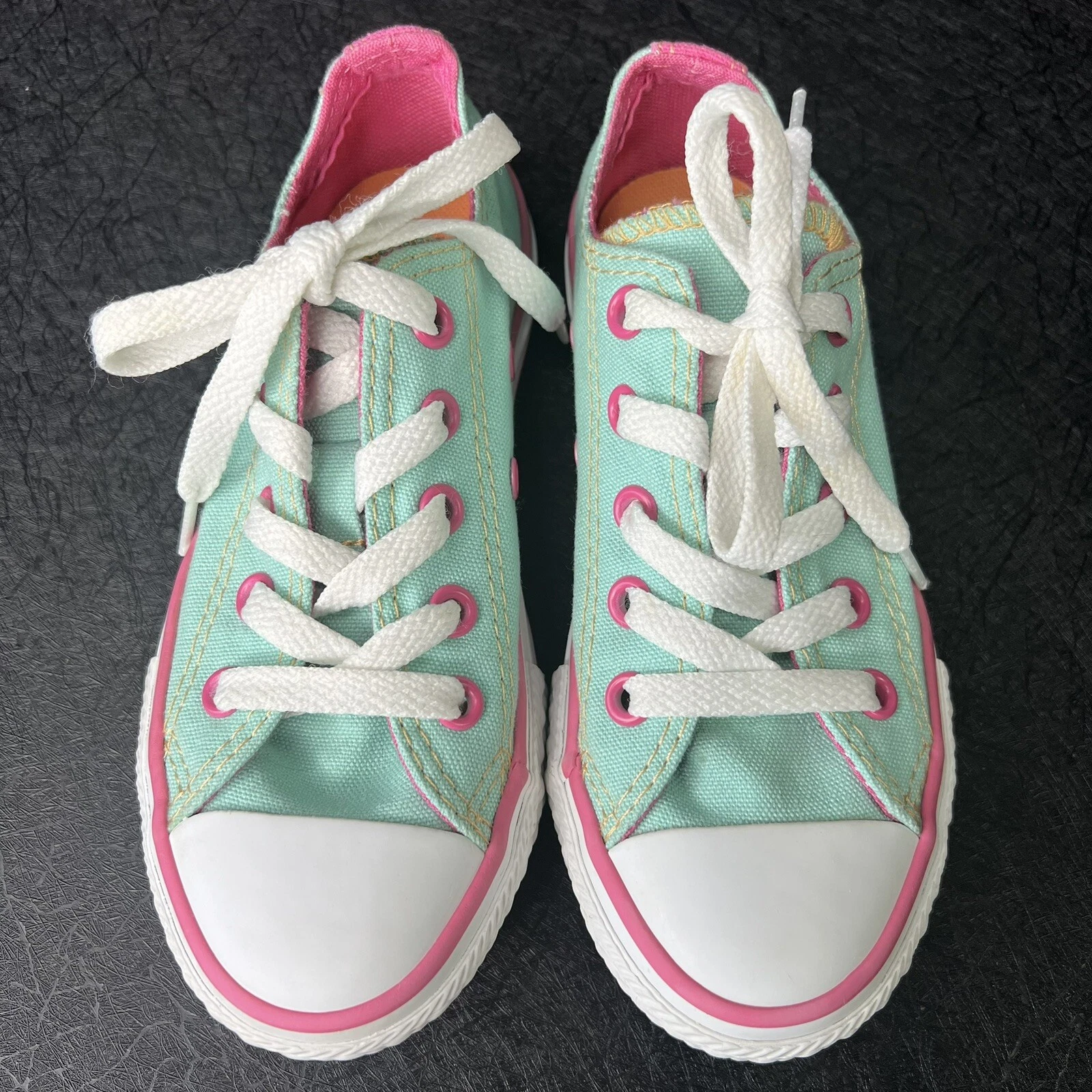 Converse Chuck Taylor All Star Double Tongue Teal Pink Orange Sneaker Kid Sz 11