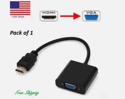 GOLD HDMI MALE TO VGA FEMALE CABLE WIRE ADAPTOR CONVERTER FOR PC TV MONITOR