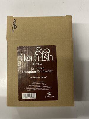 Flourish 2012 Holiday Dreams Wooden Reindeer Hanging Ornament