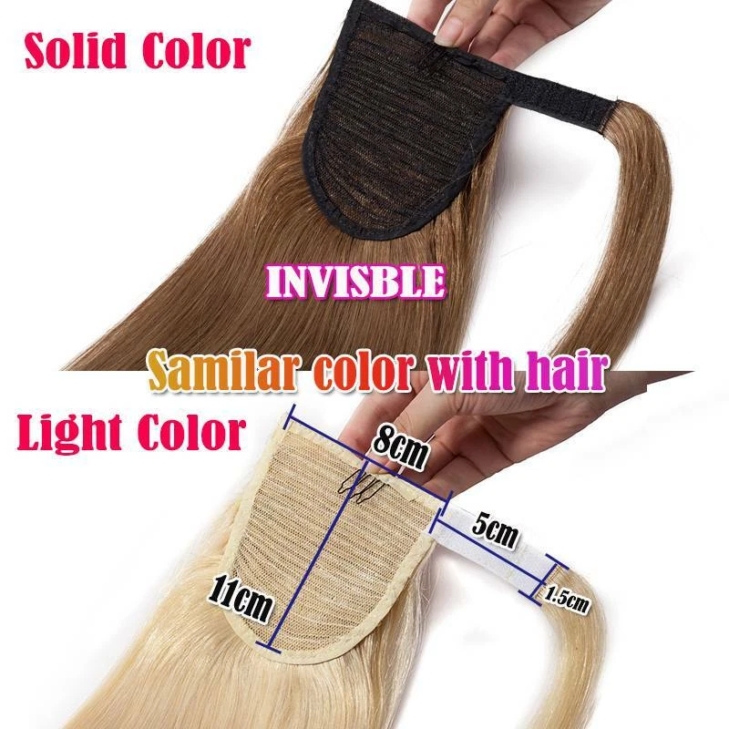 Extensión de cabello largo cola de caballo clip grueso en envoltura de cabello humano 100 % real cola de caballo R Foto 4 de 4