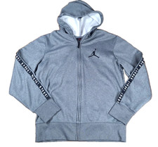 Nike Air Jordan Logo Boy's Hoodie Grey Kids 10-12Y Medium Full Zip Fleece Lined
