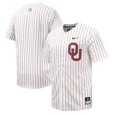 Oklahoma Sooners Nike White Pinstripe Full-Button Official NCAA Baseball Jersey