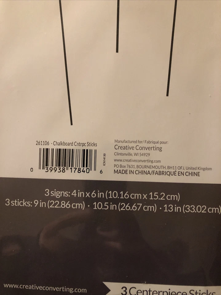 3 ct Chalkboard Centerpiece Sticks Signs 4" x 6" DIY plain use chalk to create - Image 3 of 3