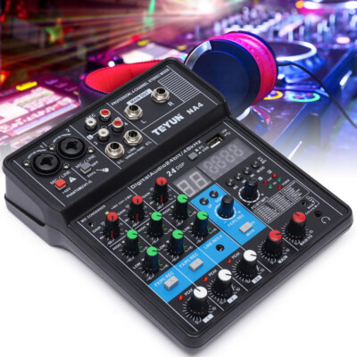 Pro 4 Channel Studio Audio Mixer Bluetooth USB DJ Live Sound Mixing Console