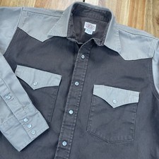 Gibson Trading Co Shirt Mens Large Brown Tan Pearl Snap Western Cowboy Rodeo