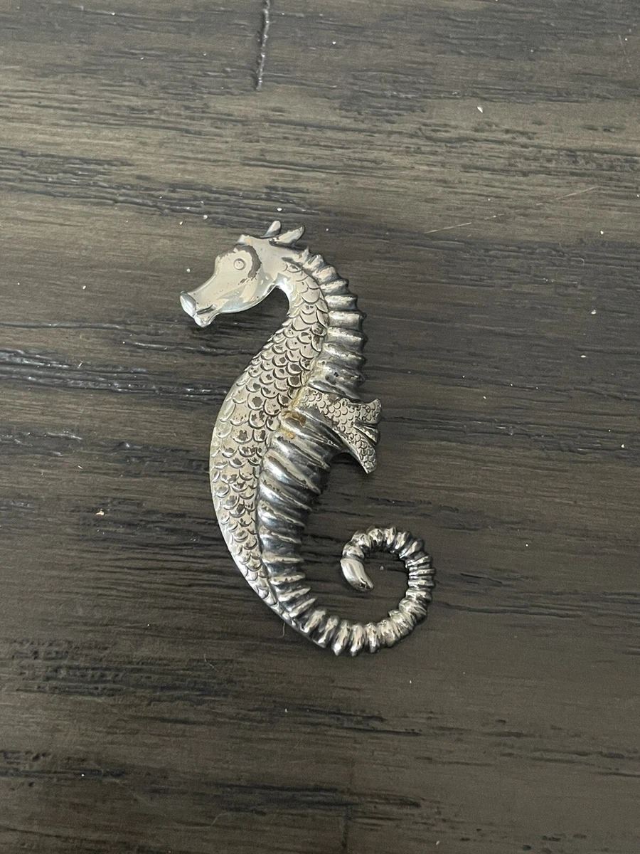 VTG Antique Mid Century Sterling Silver JewelArt Seahorse Pin