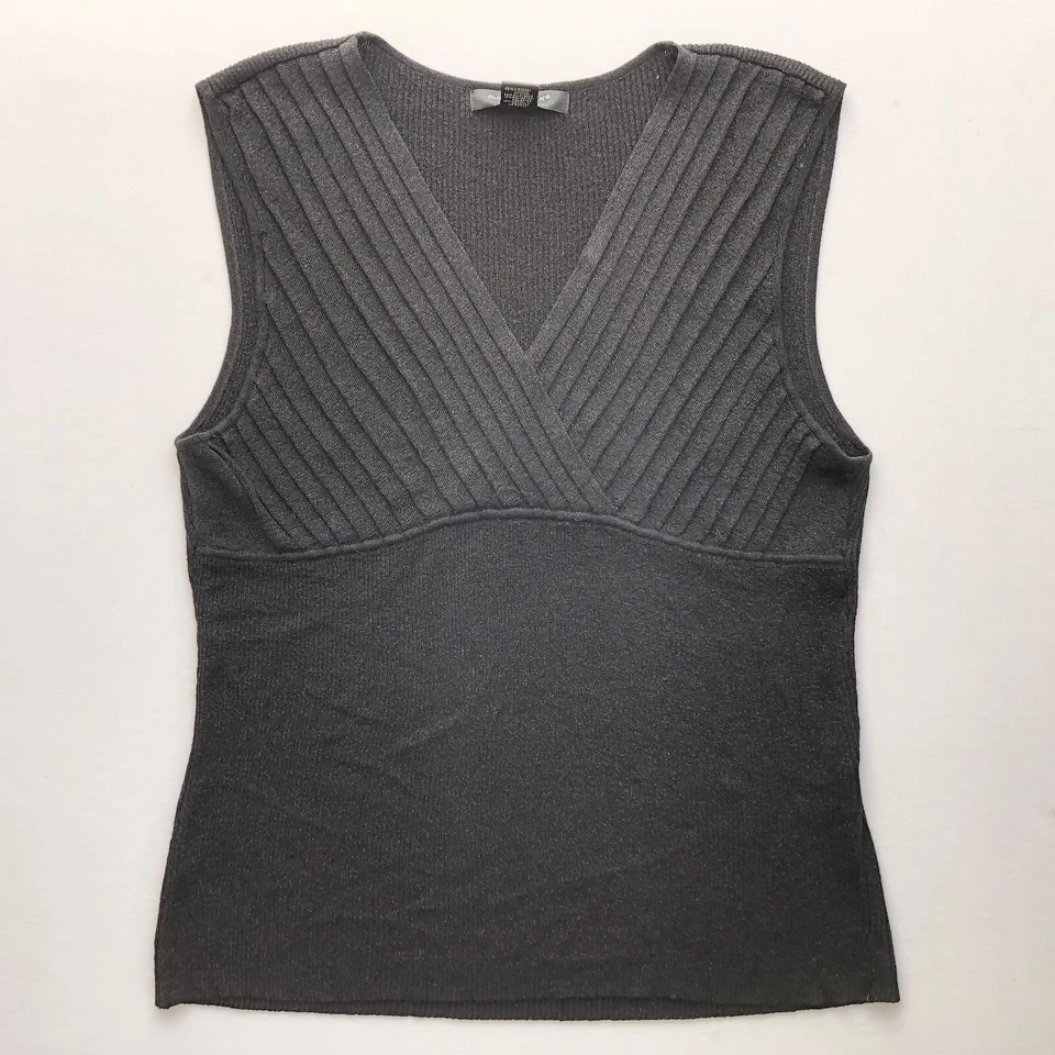 Camiseta regata vintage Y2K 2000s preta metálica envoltório bimbo malha gótica sem mangas G GG - Imagem 3 de 4