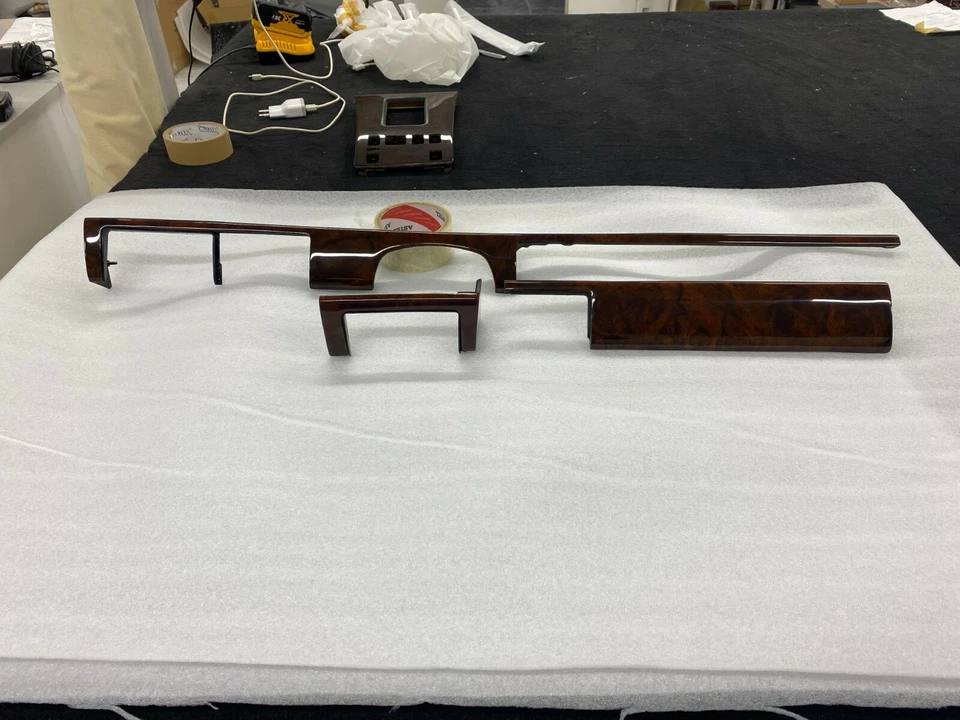 For Mercedes W126 C126 Walnut Dash Trim Set of 3 Pcs SE SEL SEC Without Airbag - Image 3 of 4