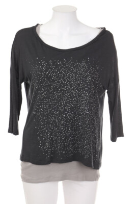 zero 3/4-Sleeve Shirt Layer Look Jewelry Stones D 38 anthracite light grey