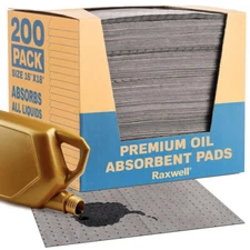 18"X16", Oil - Universal Large Spill Layer Raxwell Count 200 Absorbent M 8 Pads,