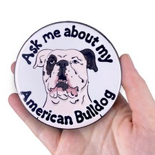 American Bulldog Magnet Dog Pet Portrait Decor Gift 3.5" - Brindle  White