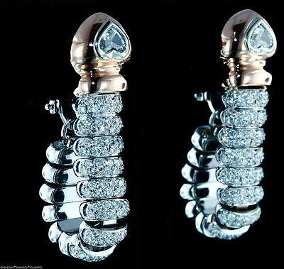 ZYDO 2.50ctw COLORLESS FLAWLESS VVS HEART CUT DIAMOND 18K GOLD DROP EARRINGS