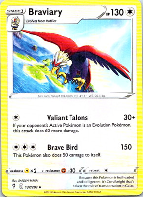 Braviary 137/203 Pokemon Evolving Skies Regular Light Play 