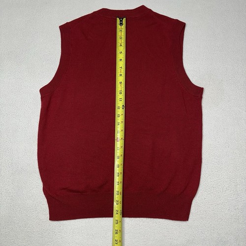 Davis & Squire Herren Pullover Weste extrafeine Merinowolle V-Ausschnitt rot Größe M - Bild 8 von 8