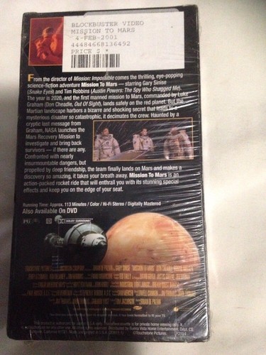 Mission To Mars Blockbuster Pre-Viewed 2001 VHS sci-fi Gary Sinise Tim Robbins - Picture 2 of 2