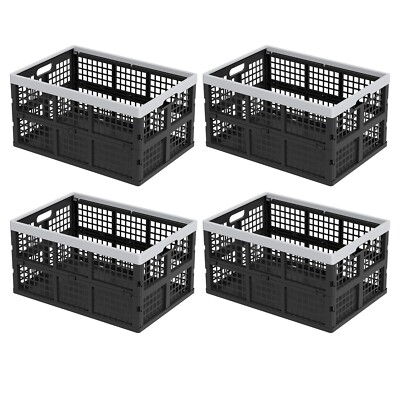 Idotry 4X 42 L Plastic Collapsible Storage Crates Large Stackable Folding Basket
