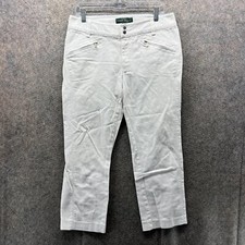 Lauren Ralph Lauren Jeans Women 8 White Chino Casual Cotton Zip Vintage Pants