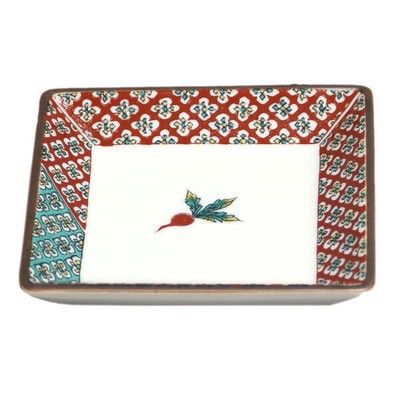 Kutani-yaki Aoko kiln No. 3 corner plate Red turnip SK-003-P From Japan