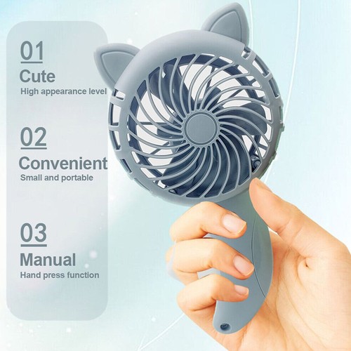 Cartoon Hand-Held Small Fan Dormitory Mini Student Portable Children's Fan - Picture 3 of 11