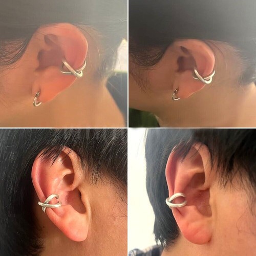 Vintage Men's Womens Ear Cuff 925 Sterling Silver Criss Cross Wrap Earring A1784 - Picture 2 of 19