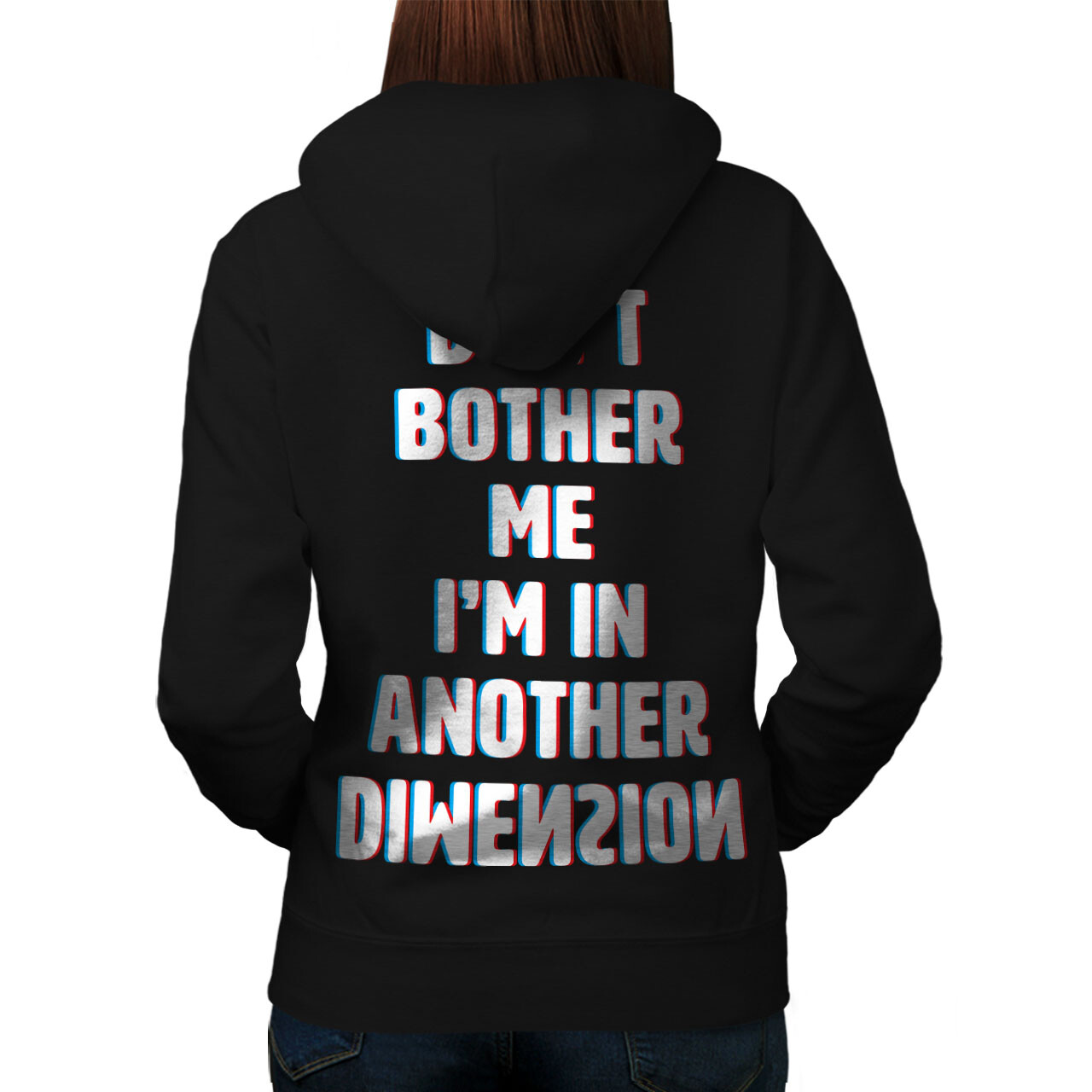 Wellcoda Another Dimension Funny 3D Womens Hoodie Back