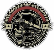 Vintage Biker Skull Chopper Bike Gift Idea Car Bumper Vinyl Sticker Decal 4.6"