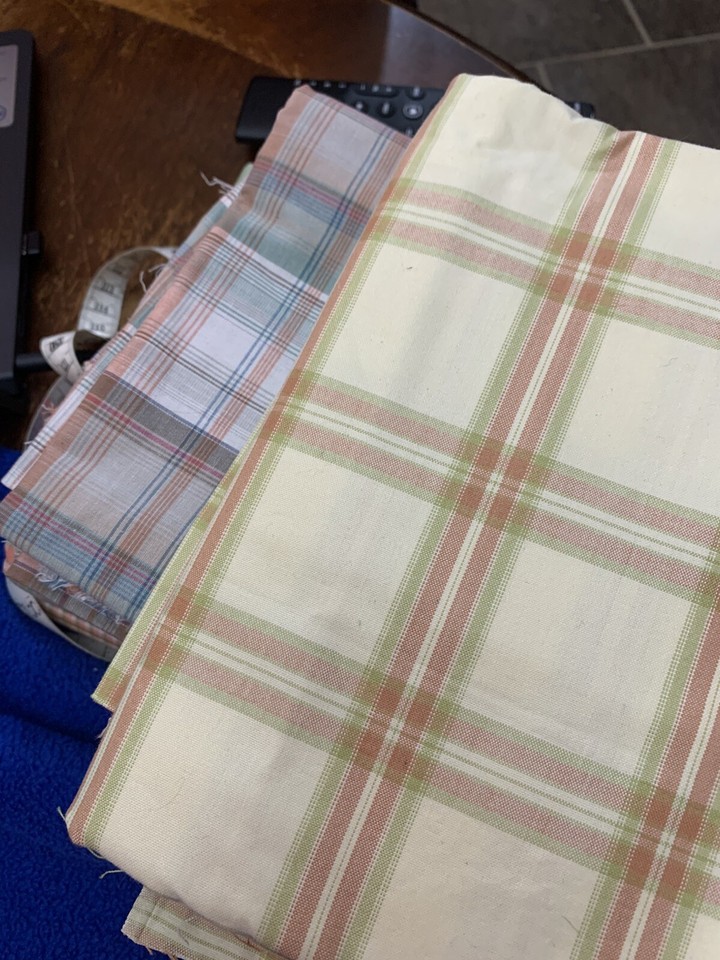 NEW Plaid Cotton Blend Fabric 1 1/2" yards x 54" wide Background a Pale Yellow eBay