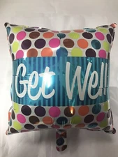 Square 18" Get Well  Foil Helium Balloon ,colored Dots