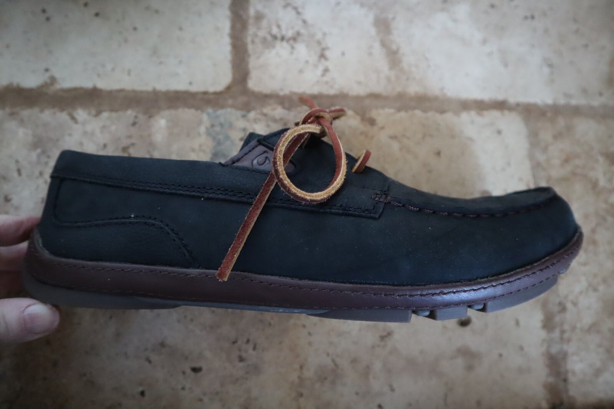 Pre-Owned Olukai Black 8 Loafer Men\'s Loafers - Upper Leather OluKai Shoes Mens 9.5 Black Leather Akepa Moc Slip On  main image 2
