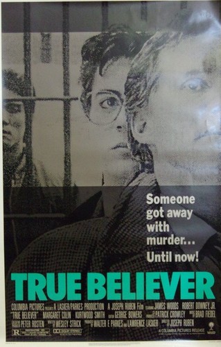 True Believer Original 1989 Single Sided 27"x40" Movie Poster "Robert Downey Jr"