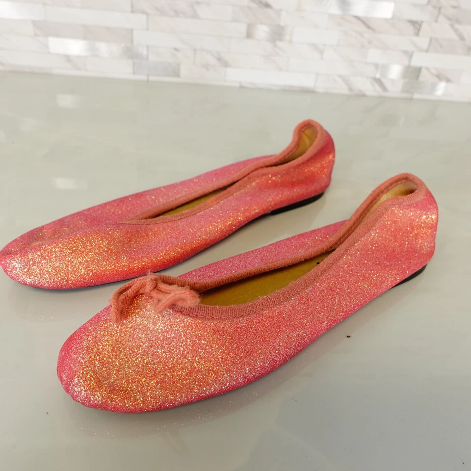London Sole Ballet Flat 37 6 Pink Slip On Leather Glitter Parisian FRANCE $258 - Image 2 of 4