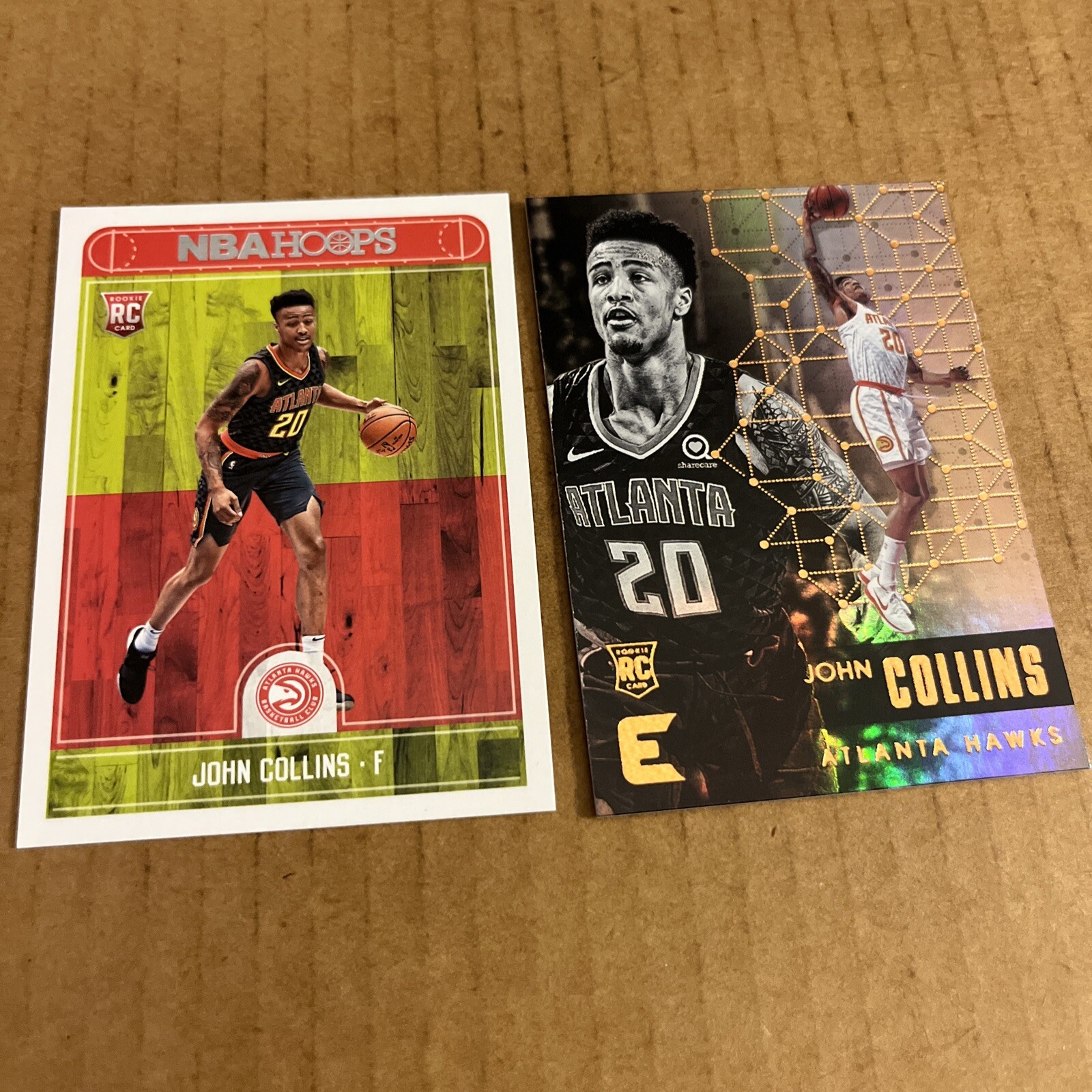 JOHN COLLINS RC 2017 Hoops #269 & Essentials #21 Hawks Basketball Cards (e8)