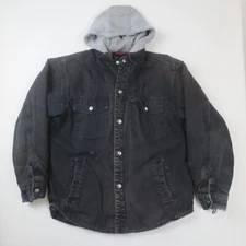 Craftsman Jacket Mens Medium Black Quilt Lined Canvas Hooded Workwear Outdoors