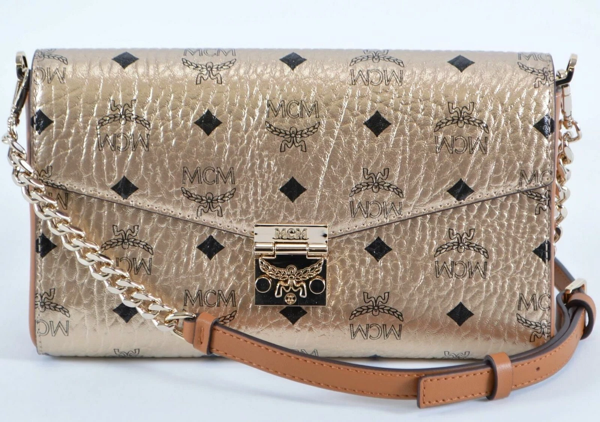 750 New MCM Berlin Gold Visetos Medium MILLIE Crossbody Bag MWR