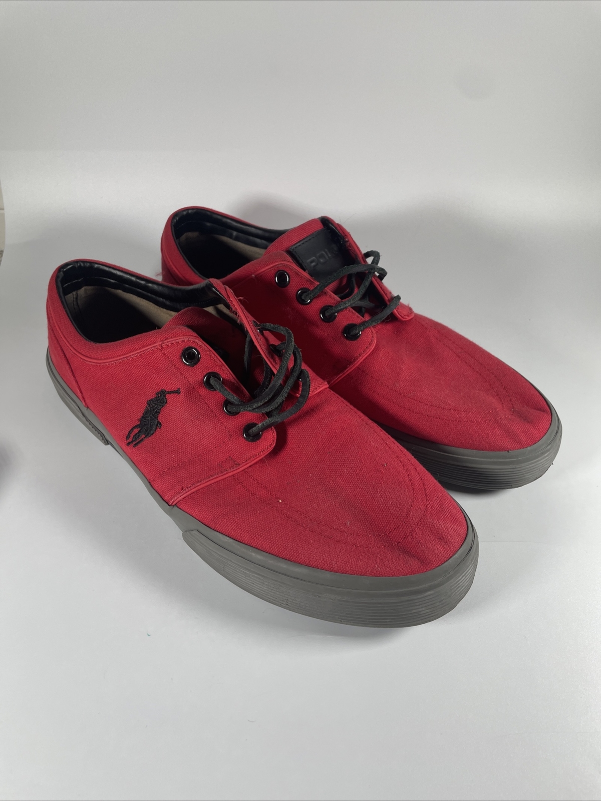 Polo Ralph Lauren Faxon scarpe da ginnastica basse da uomo 11D rosso grigio pony casual