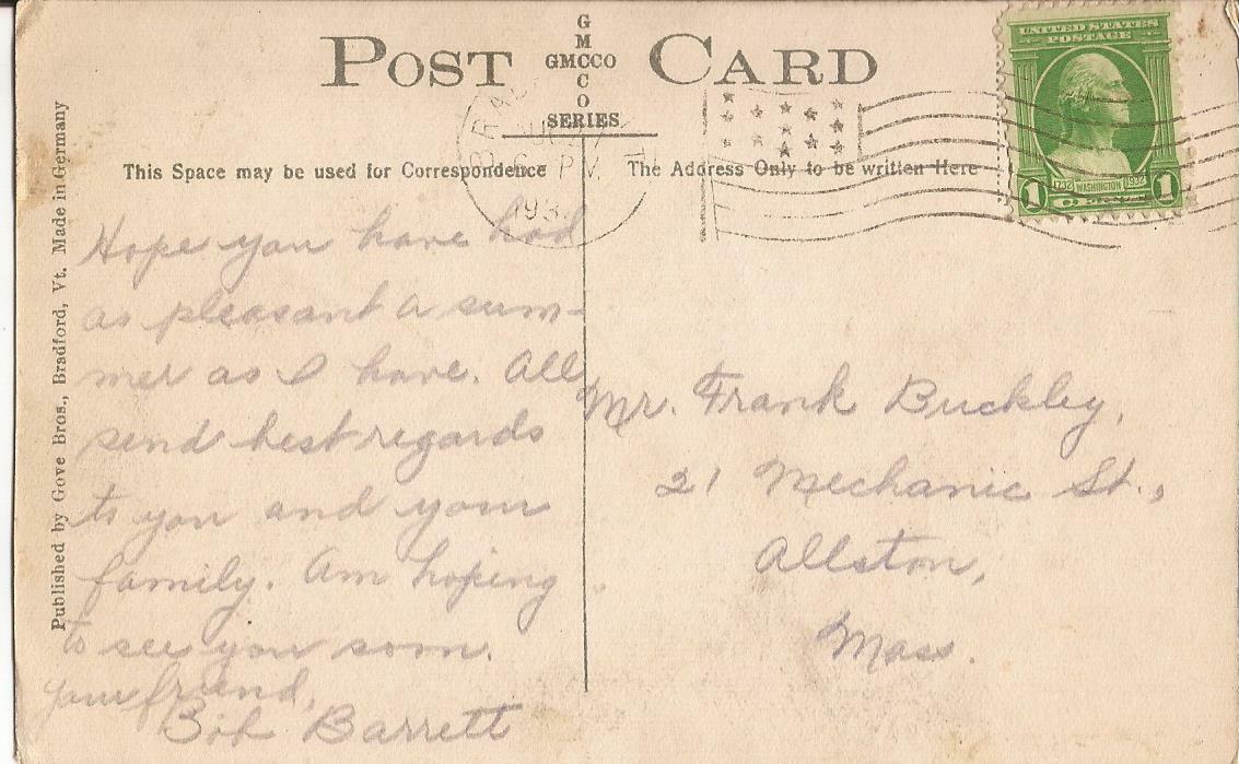 Bradford Vermont Memorial Park and Library 1930 Vintage Postcard VT C8