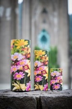 Set of Large, Med Small Floral Design Scattering Tube Cremation Urns for Ashes