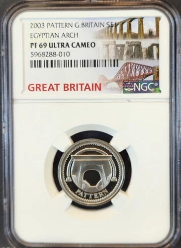 2003 GREAT BRITAIN SILVER 1 POUND PATTERN EGYPTIAN ARCH NGC PF 69 ULTRA CAMEO