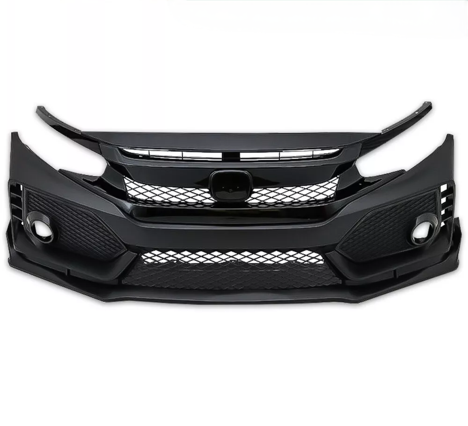 Type R Style Front Bumper Cover Kit w/ Grille & Lip Fit For Honda Civic ...