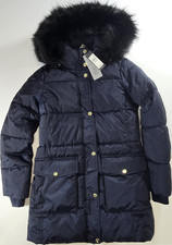 Tommy Hilfiger Women's Faux Fur Trim Hooded Puffer Coat Navy Size XXS 2026