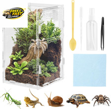 Jumping Spider Enclosure Kit - Dual Sliding Door Acrylic Terrarium with Access
