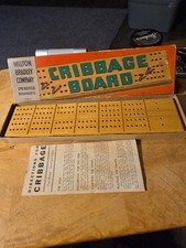 Vintage 1967 Milton Bradley Wooden Cribbage Board 4626-A w/ Steel Pegs Instr.