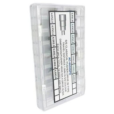Stainless Steel Silver Classical Drive in Watch Pusher Button Crown Set 26Pcs