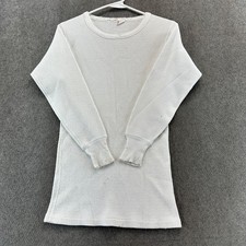 VTg Penneys Towncraft Shirt Mens M White Thermal Waffle Knit Long Sleeve 60s