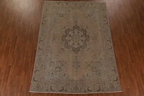 Handmade Distressed Vintage Area Rug 8x11 Ft Living Room Wool Carpet Beige Rug - Picture 18 of 23