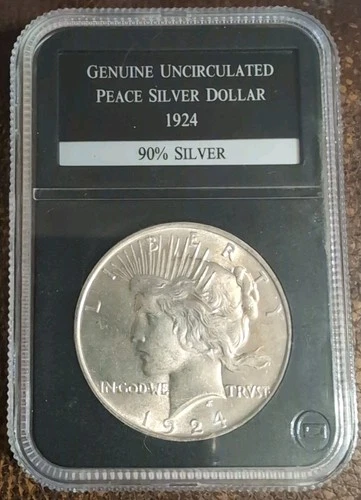 1924 PEACE SILVER DOLLAR HI GRADE GENUINE U.S. MINT PCS GRADED UNC