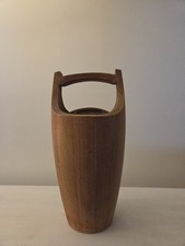 Cubo de hielo de madera de teca moderno vintage de mediados de siglo con tapa - 15" de alto MCM...
