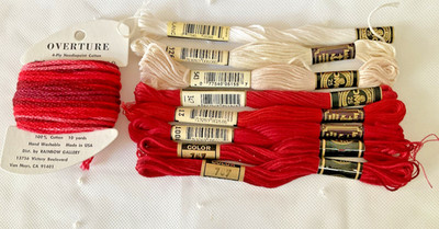 Needlepoint Embroidery Thread Lot of 9 Red and White Assorted Brands New