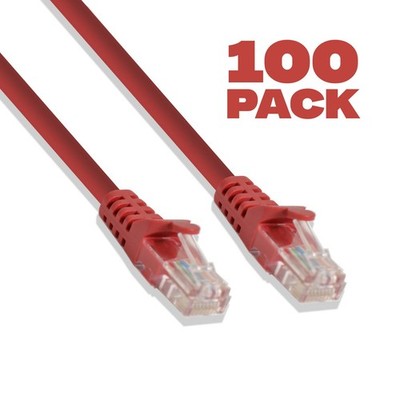 100 pack - 2ft Cat6 UTP Ethernet Network Patch Cable RJ45 Lan Patch Cord Red